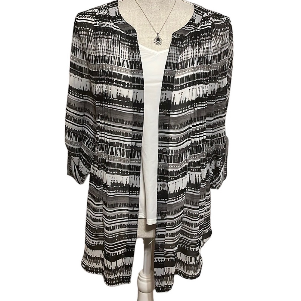 Chaus blouse, black/gray, sz large